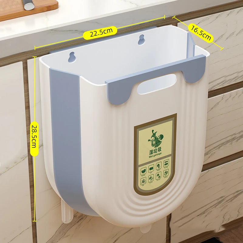 Foldable Hanging Trash Can – Cabinet Door & Countertop Waste Bin for Kitchen, Bathroom & Bedroom