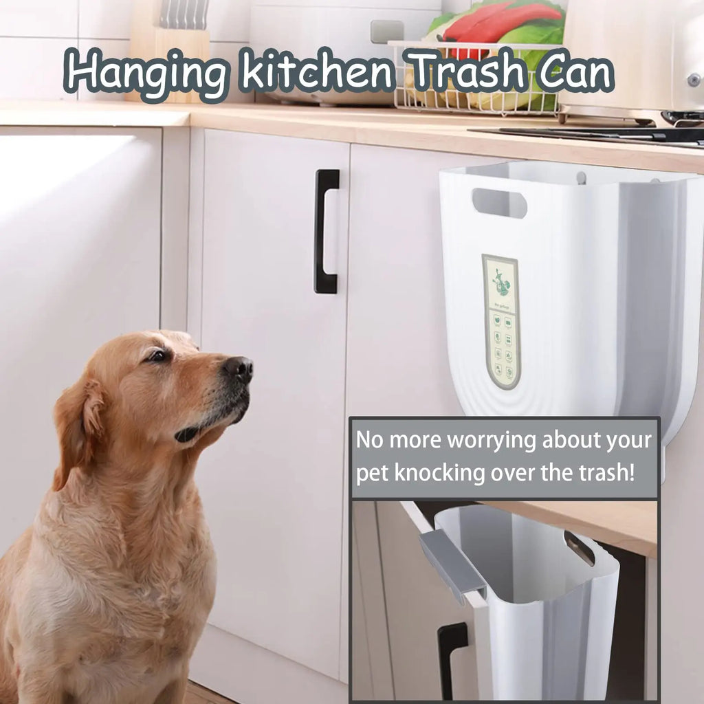 Foldable Hanging Trash Can – Cabinet Door & Countertop Waste Bin for Kitchen, Bathroom & Bedroom