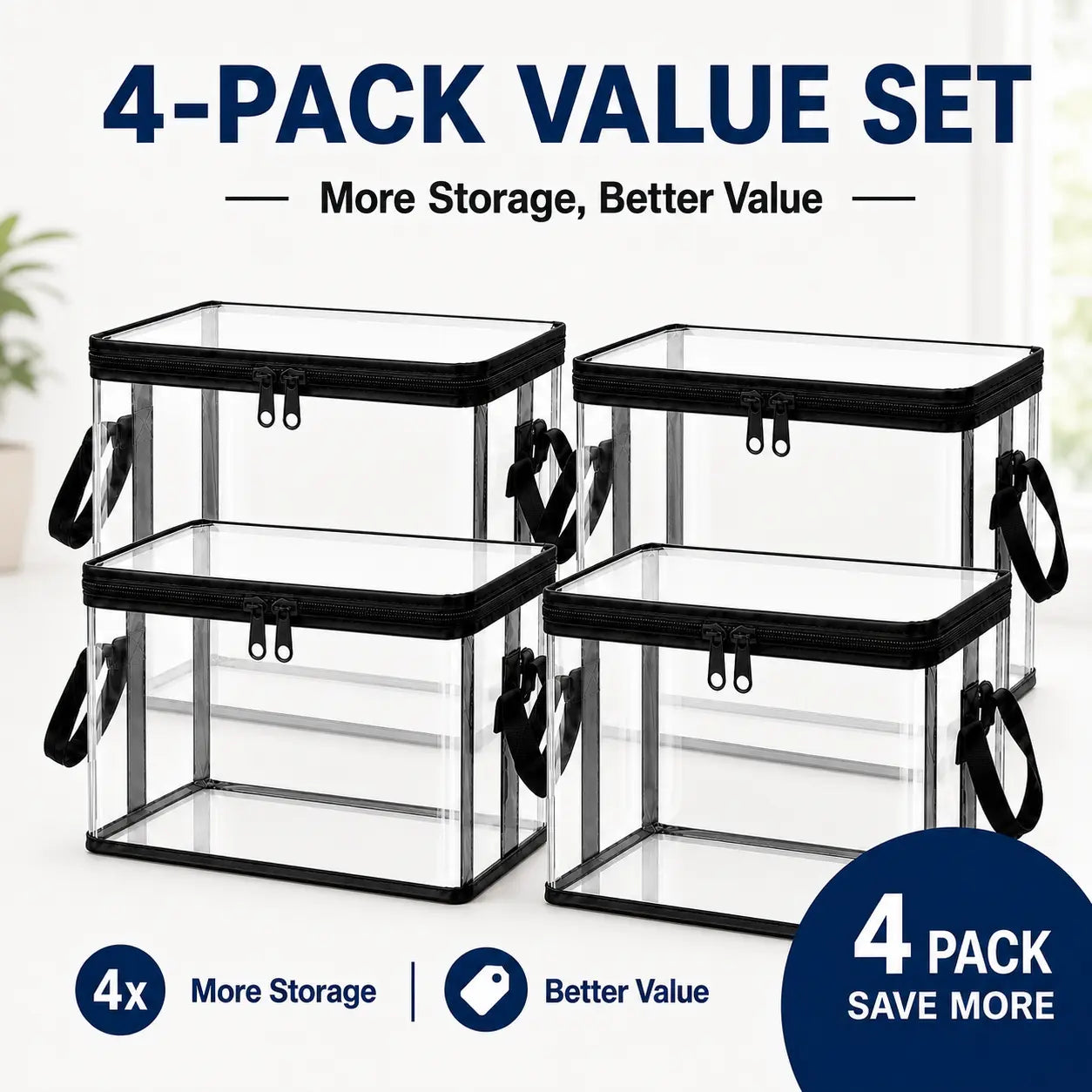 Black PVC Stuffed Animal Storage Box – Dustproof Toy Organizer with Handles for Kids’ Room & Playroom