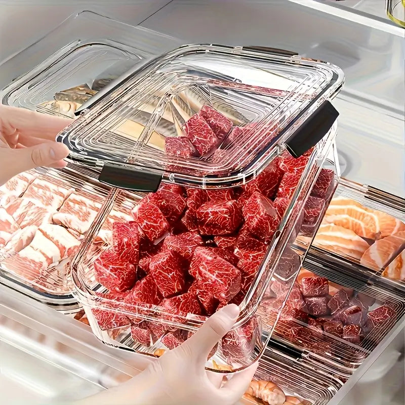 12-Piece Stackable Fridge Storage Containers with Lids – Clear PET Food Organizer for Refrigerator, Freezer & Kitchen