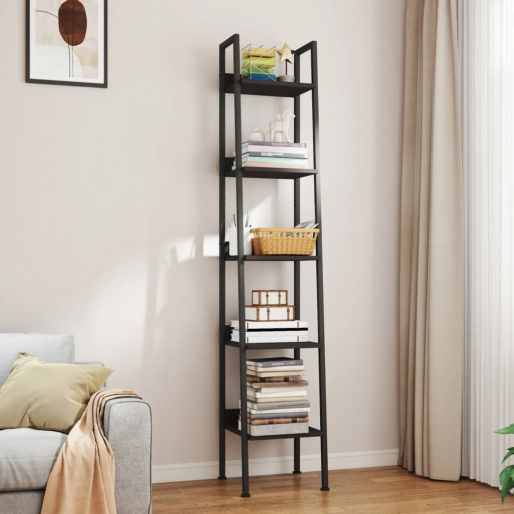 MURAGO Rustic Brown 4-Tier & 5-Tier Wooden Bookshelf - Anti-Tipping Storage Racks Organizer for Small Spaces, Living Room, Living Room Decor
