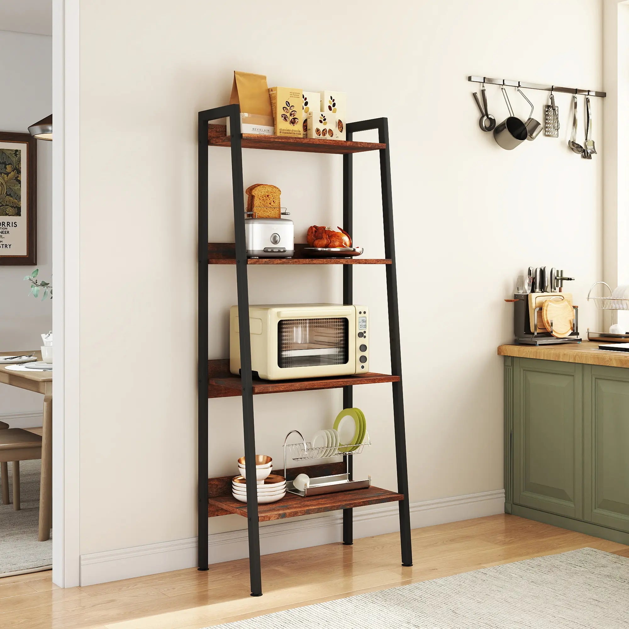 MURAGO Rustic Brown 4-Tier & 5-Tier Wooden Bookshelf - Anti-Tipping Storage Racks Organizer for Small Spaces, Living Room, Living Room Decor