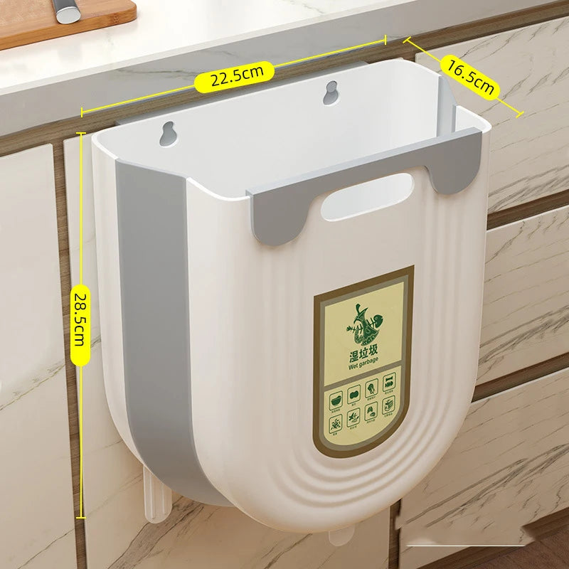 Foldable Hanging Trash Can – Cabinet Door & Countertop Waste Bin for Kitchen, Bathroom & Bedroom