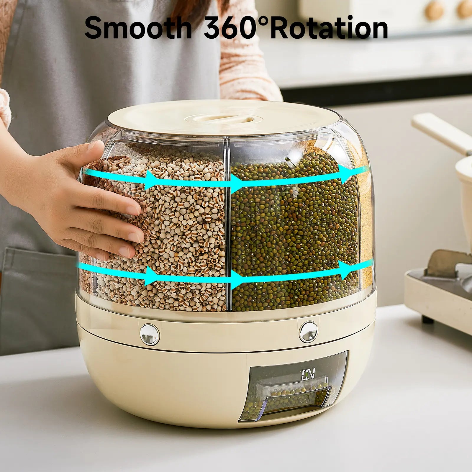 UFORU Moisture-Proof Airtight Grain Dispenser with Lid, Multi-Grid Large Capacity Grain Storage,Container Perfect for Rice, Grains, Cereals, Flour, Pet Food & Mini Candies,Kitchen Organization,Food Storage Containe,Food Storage Container#Summervibes