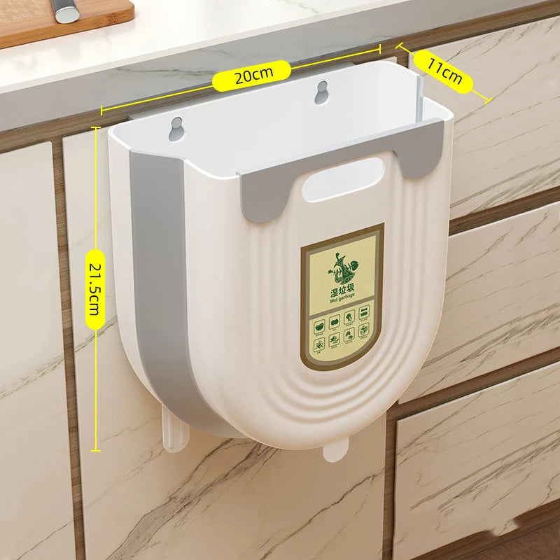 Foldable Hanging Trash Can – Cabinet Door & Countertop Waste Bin for Kitchen, Bathroom & Bedroom
