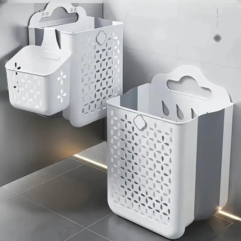 Folding Storage Basket, 1 Count Wall Mounted Telescopic Storage Basket, Space Saving and Convenient to Carry Storage Organizer for Home Bathroom Kitchen, Collapsible Storage Baskets