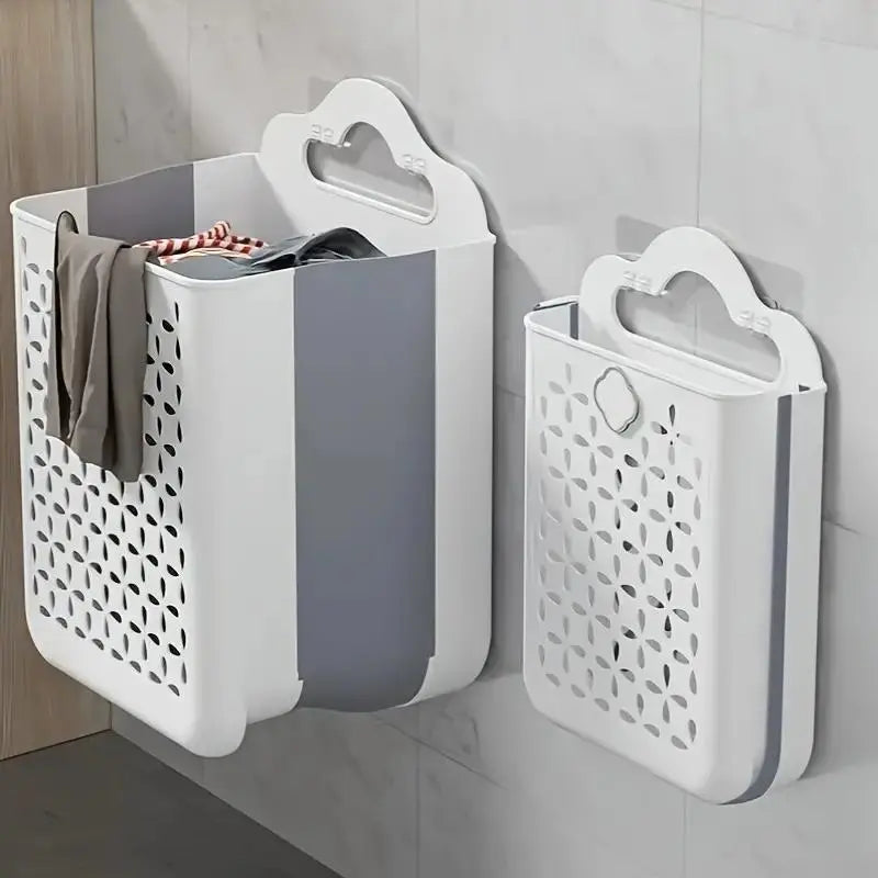 Folding Storage Basket, 1 Count Wall Mounted Telescopic Storage Basket, Space Saving and Convenient to Carry Storage Organizer for Home Bathroom Kitchen, Collapsible Storage Baskets
