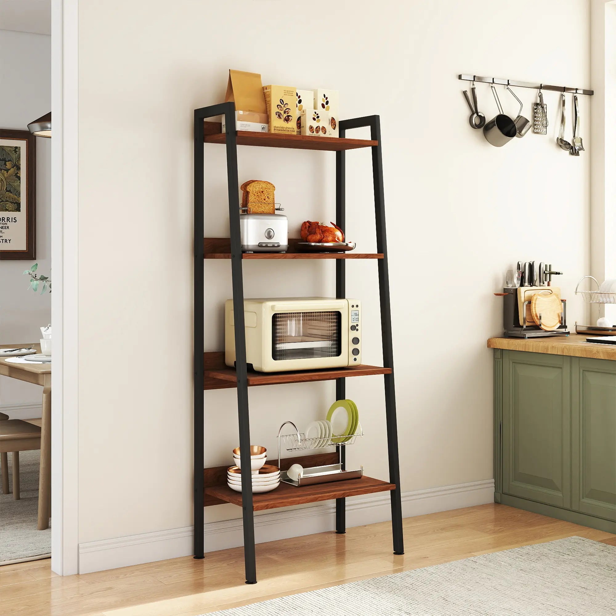 MURAGO Rustic Brown 4-Tier & 5-Tier Wooden Bookshelf - Anti-Tipping Storage Racks Organizer for Small Spaces, Living Room, Living Room Decor