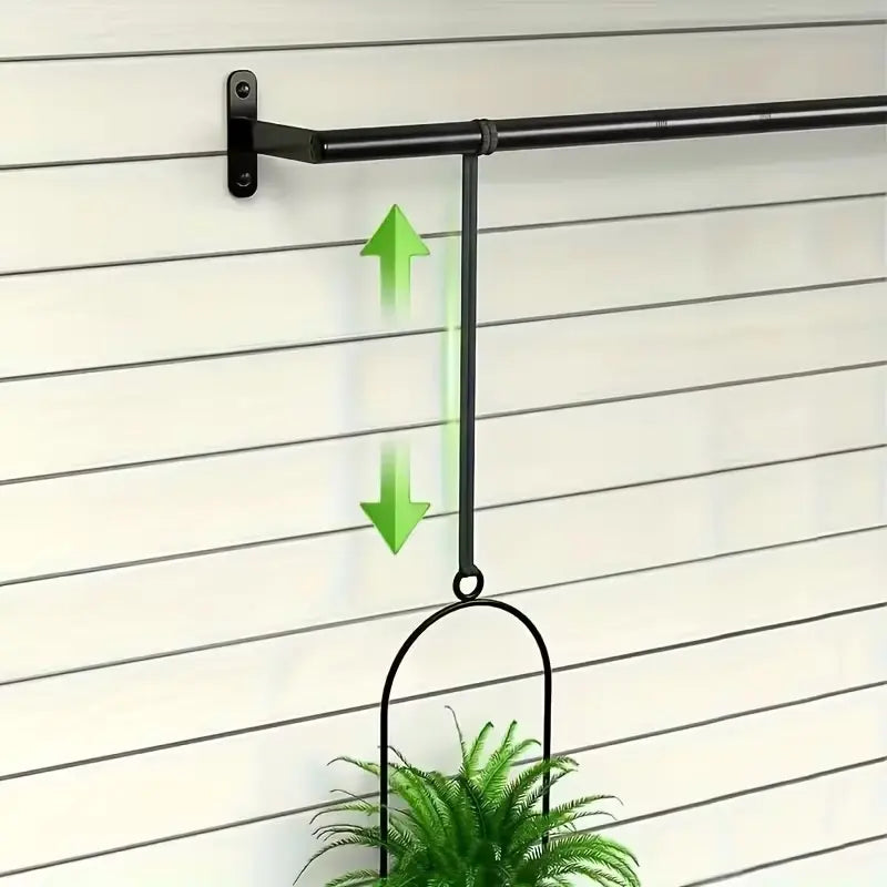Adjustable Metal Hanging Planter Set with 4 Pots – Expandable Indoor Herb Garden Rail for Window, Wall & Ceiling