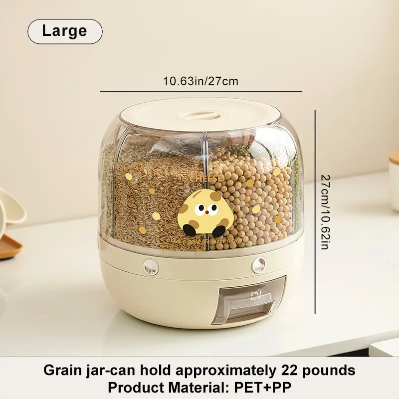 UFORU Moisture-Proof Airtight Grain Dispenser with Lid, Multi-Grid Large Capacity Grain Storage,Container Perfect for Rice, Grains, Cereals, Flour, Pet Food & Mini Candies,Kitchen Organization,Food Storage Containe,Food Storage Container#Summervibes