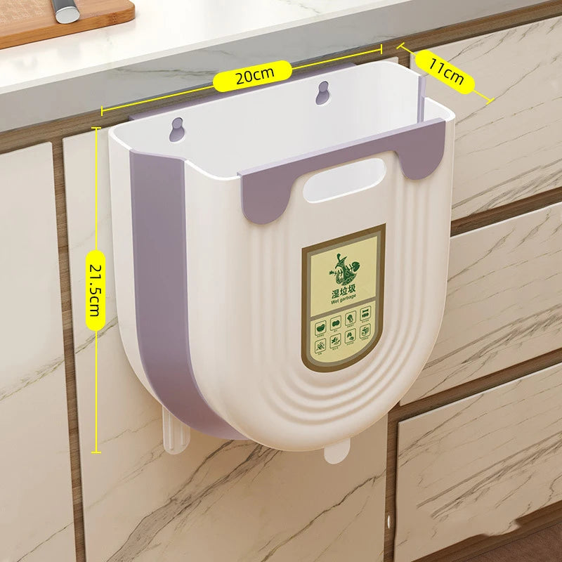 Foldable Hanging Trash Can – Cabinet Door & Countertop Waste Bin for Kitchen, Bathroom & Bedroom