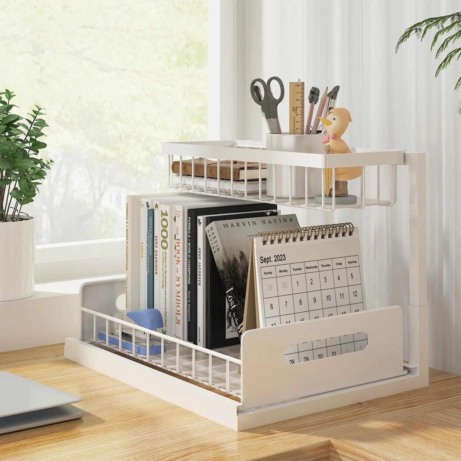 2 Pack under Sink Organizer, Pull Out Cabinet Organizer, 2 Tier Slide Out Sink Shelf Cabinet Storage Shelves, Storage for Kitchen Bathroom