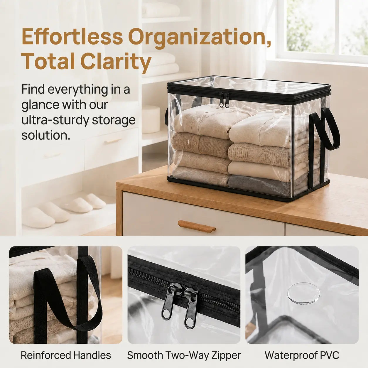 Black PVC Stuffed Animal Storage Box – Dustproof Toy Organizer with Handles for Kids’ Room & Playroom