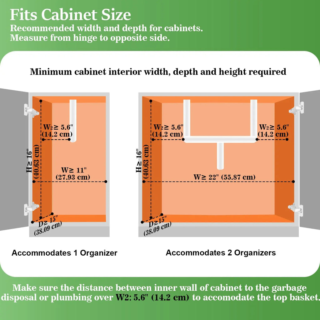 2 Pack under Sink Organizer, Pull Out Cabinet Organizer, 2 Tier Slide Out Sink Shelf Cabinet Storage Shelves, Storage for Kitchen Bathroom