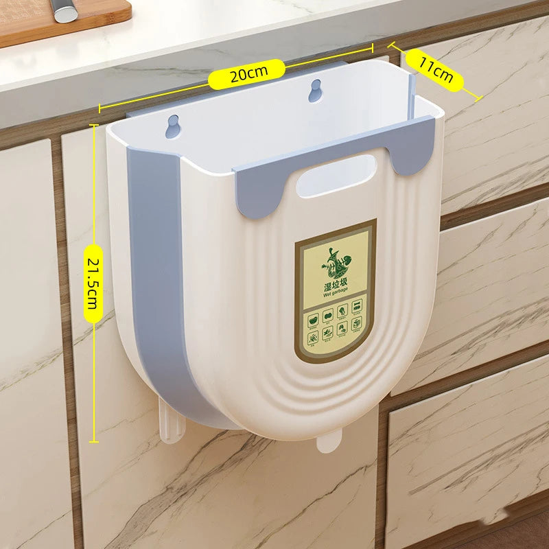 Foldable Hanging Trash Can – Cabinet Door & Countertop Waste Bin for Kitchen, Bathroom & Bedroom