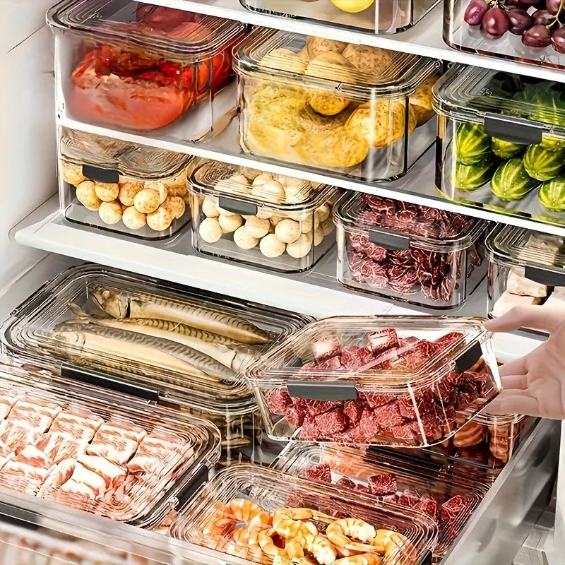 12-Piece Stackable Fridge Storage Containers with Lids – Clear PET Food Organizer for Refrigerator, Freezer & Kitchen