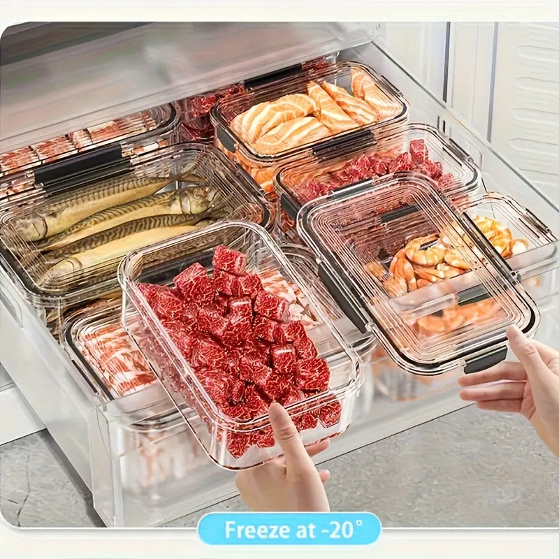 12-Piece Stackable Fridge Storage Containers with Lids – Clear PET Food Organizer for Refrigerator, Freezer & Kitchen