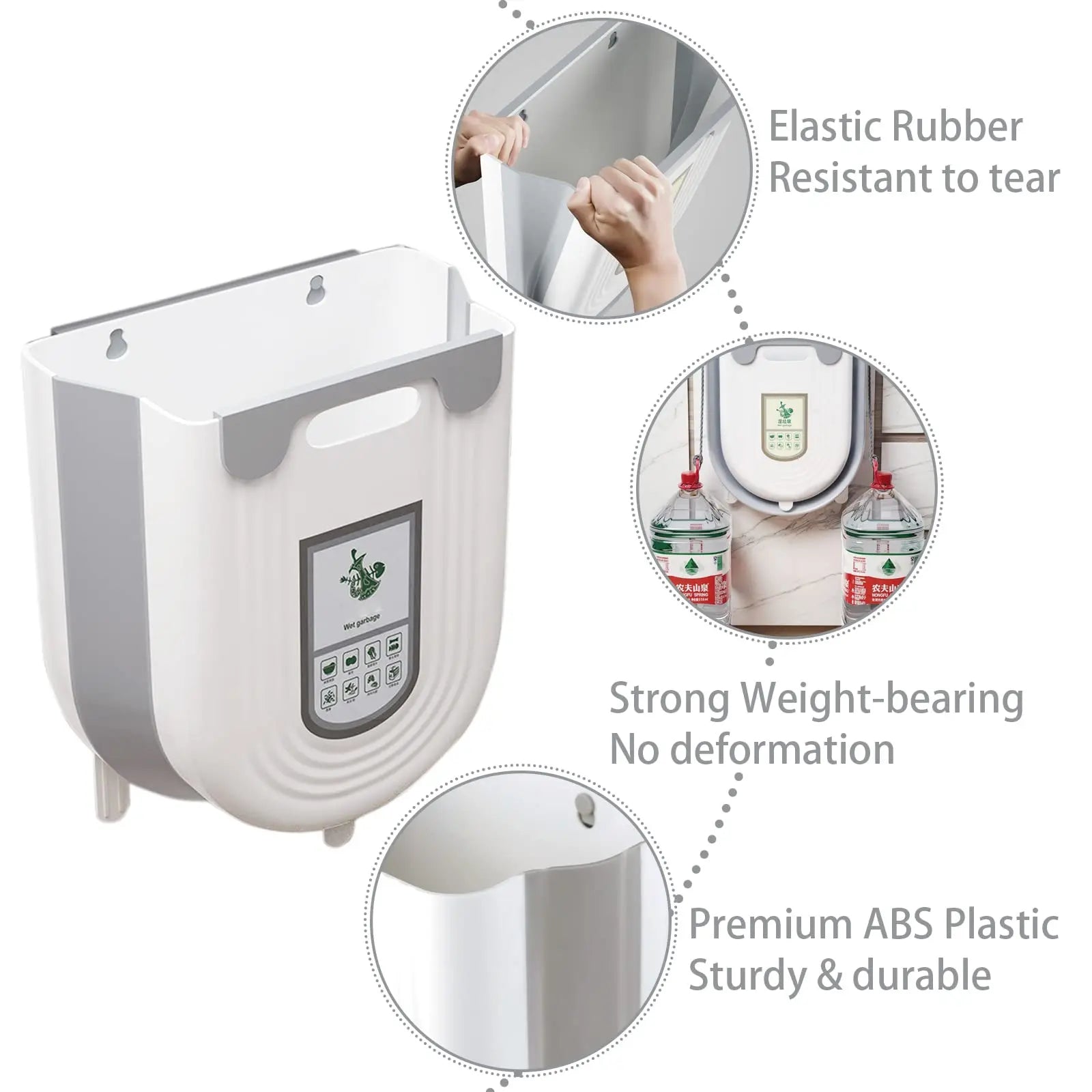 Foldable Hanging Trash Can – Cabinet Door & Countertop Waste Bin for Kitchen, Bathroom & Bedroom
