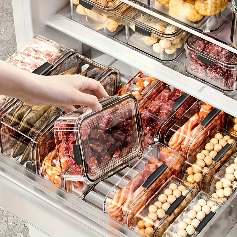 12-Piece Stackable Fridge Storage Containers with Lids – Clear PET Food Organizer for Refrigerator, Freezer & Kitchen