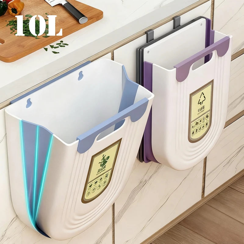 Foldable Hanging Trash Can – Cabinet Door & Countertop Waste Bin for Kitchen, Bathroom & Bedroom