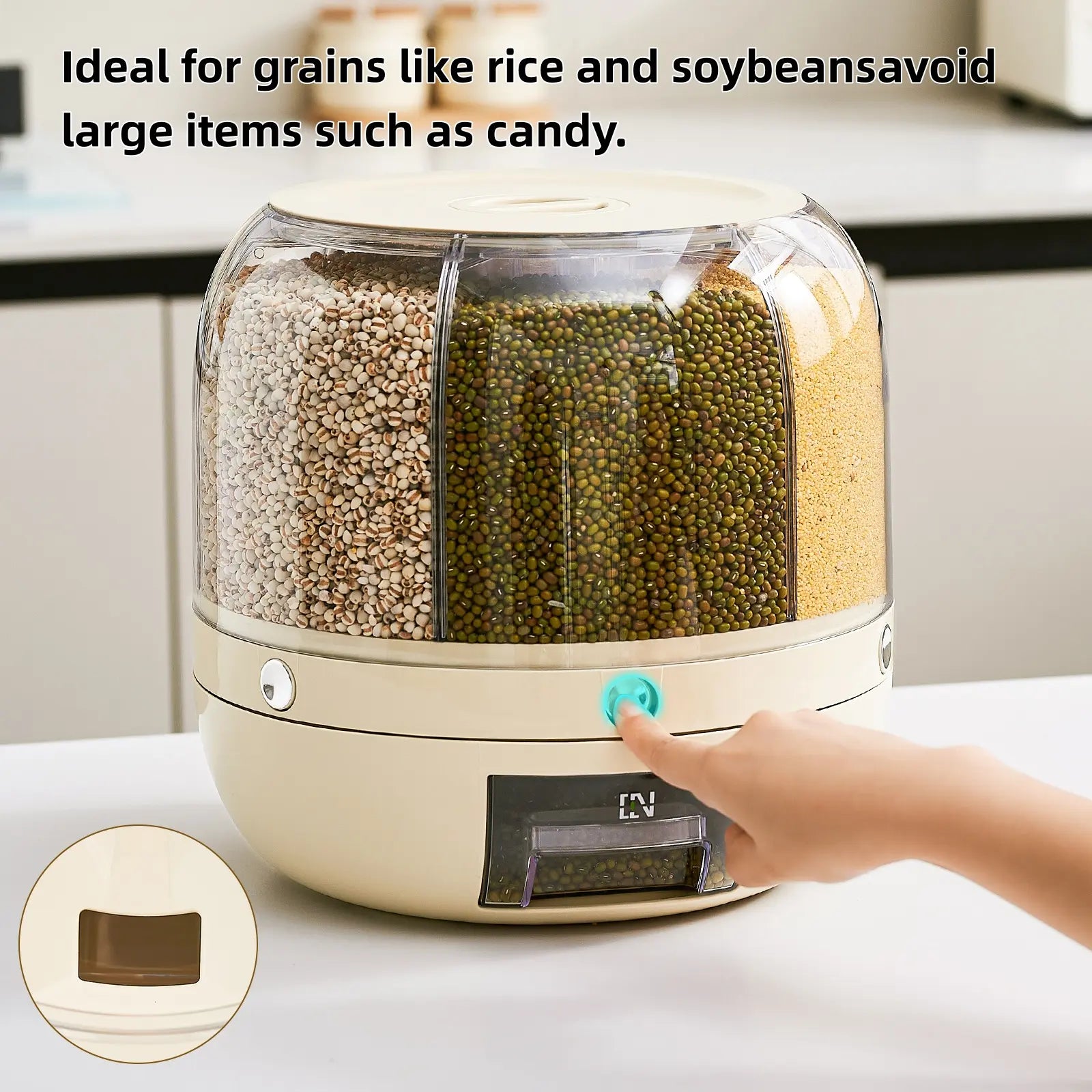 UFORU Moisture-Proof Airtight Grain Dispenser with Lid, Multi-Grid Large Capacity Grain Storage,Container Perfect for Rice, Grains, Cereals, Flour, Pet Food & Mini Candies,Kitchen Organization,Food Storage Containe,Food Storage Container#Summervibes