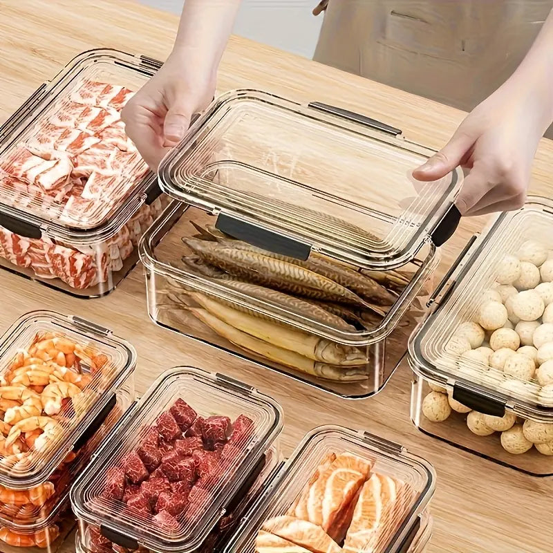 12-Piece Stackable Fridge Storage Containers with Lids – Clear PET Food Organizer for Refrigerator, Freezer & Kitchen