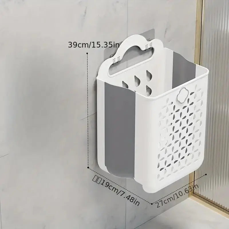Folding Storage Basket, 1 Count Wall Mounted Telescopic Storage Basket, Space Saving and Convenient to Carry Storage Organizer for Home Bathroom Kitchen, Collapsible Storage Baskets