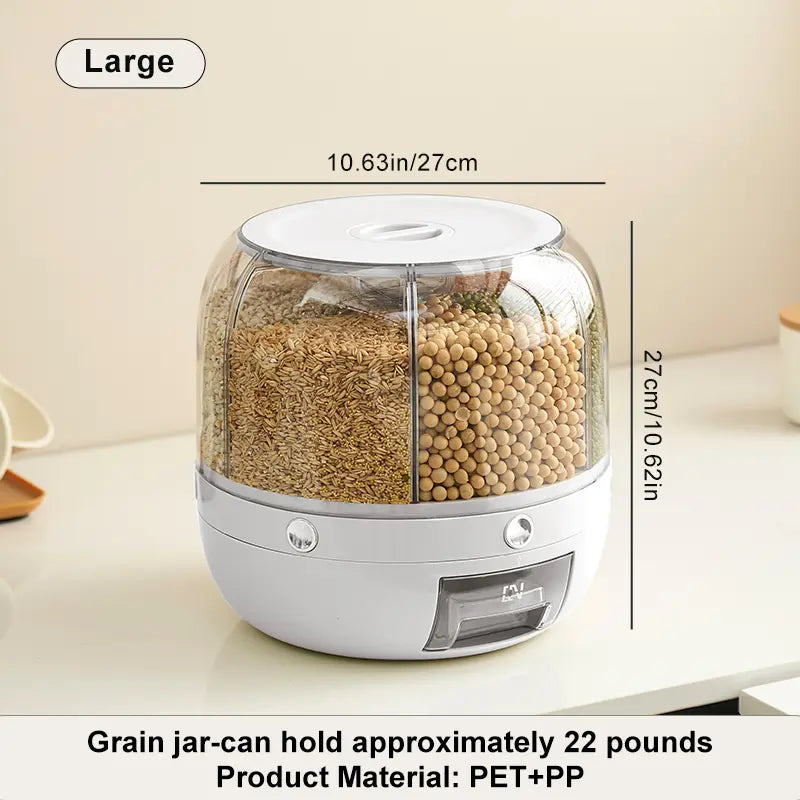 UFORU Moisture-Proof Airtight Grain Dispenser with Lid, Multi-Grid Large Capacity Grain Storage,Container Perfect for Rice, Grains, Cereals, Flour, Pet Food & Mini Candies,Kitchen Organization,Food Storage Containe,Food Storage Container#Summervibes