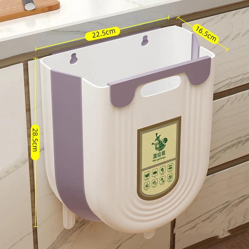 Foldable Hanging Trash Can – Cabinet Door & Countertop Waste Bin for Kitchen, Bathroom & Bedroom