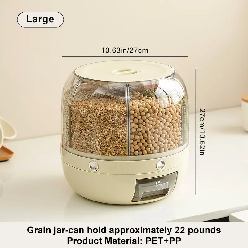 UFORU Moisture-Proof Airtight Grain Dispenser with Lid, Multi-Grid Large Capacity Grain Storage,Container Perfect for Rice, Grains, Cereals, Flour, Pet Food & Mini Candies,Kitchen Organization,Food Storage Containe,Food Storage Container#Summervibes