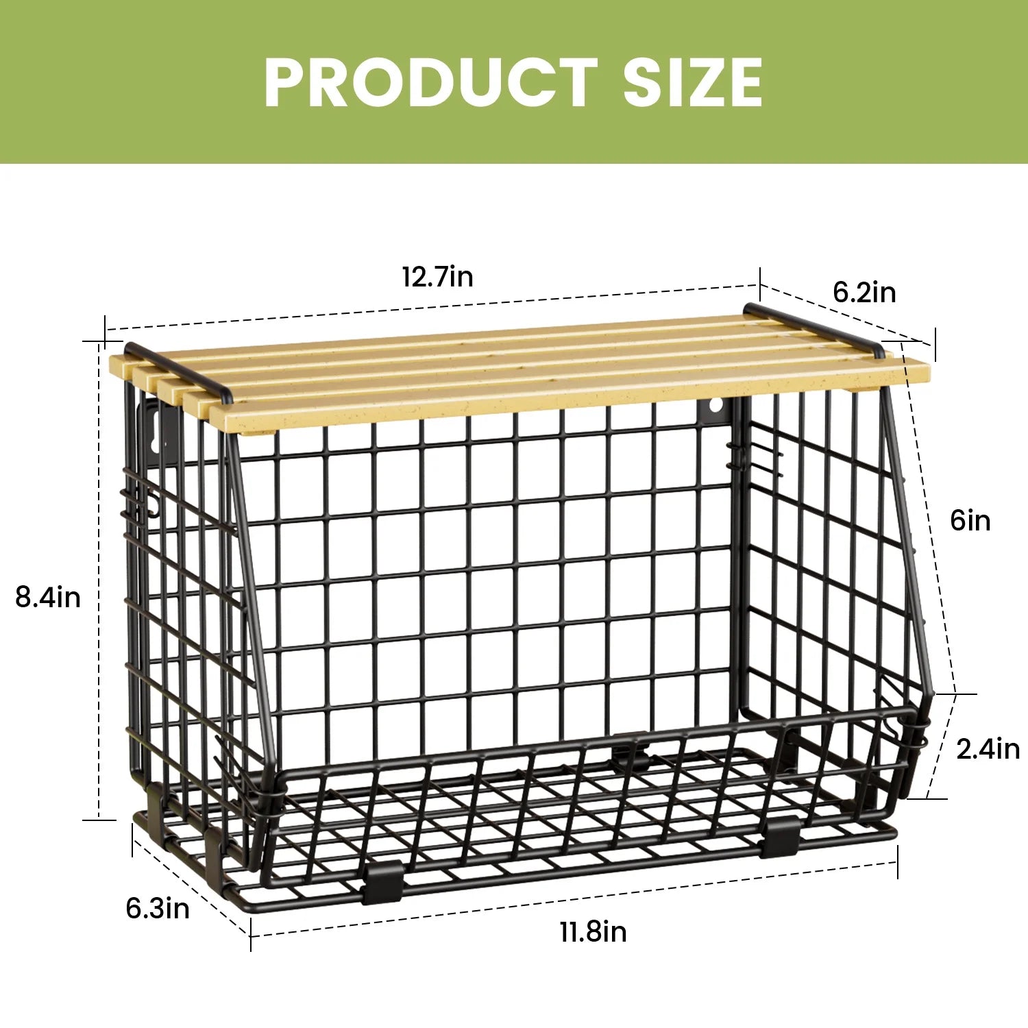 Stackable Fruit Baskets with Lid, 3 Pack Hanging Wire Fruit Basket for Kitchen Counter, Pantry Organizer for Fruits, Potatoes, Onions, Black